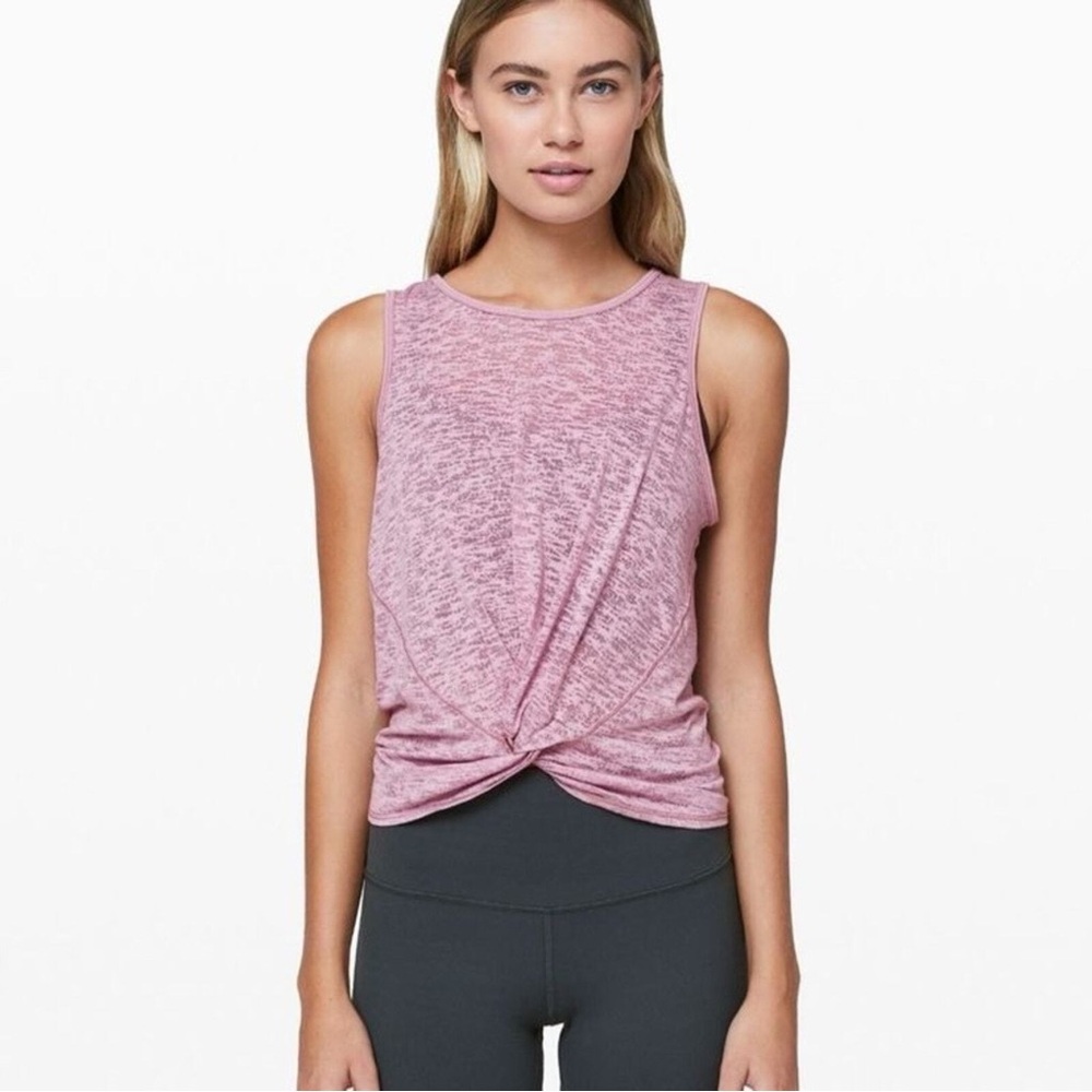 Lululemon pink breeze through twist front round neck tank top - Picture 4 of 5
